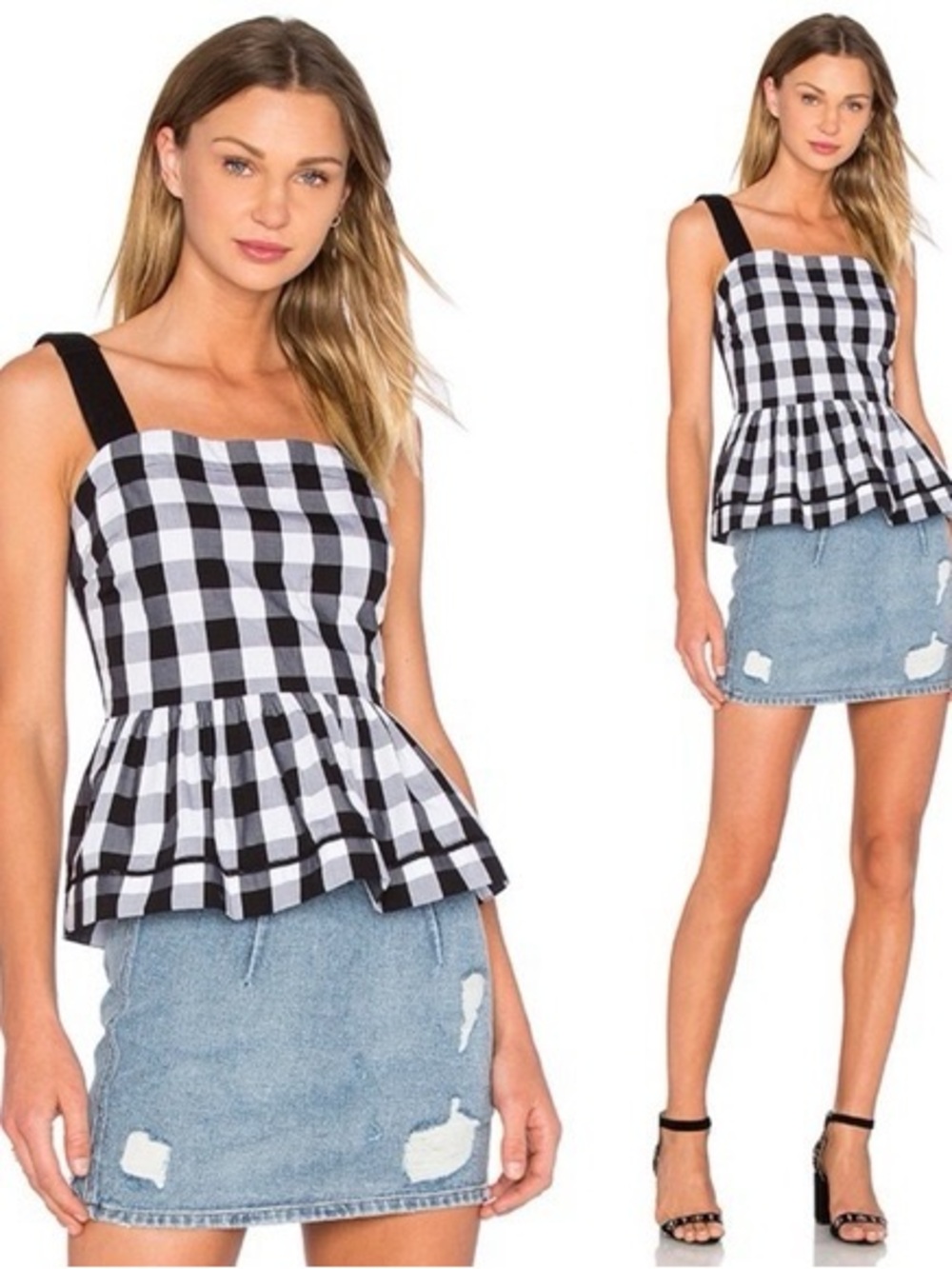 Kate Spade Broome Street gingham peplum tank top Size 0